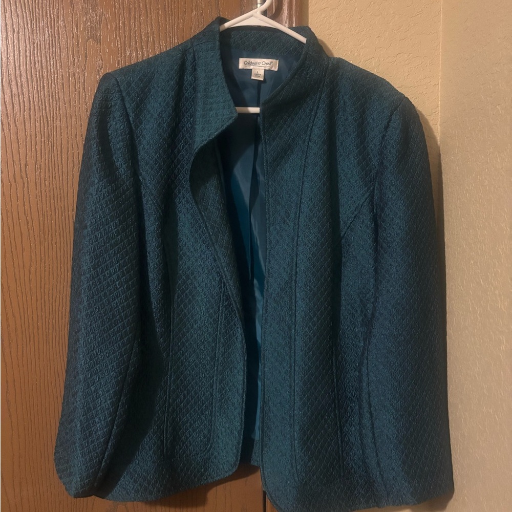 Coldwater Creek Teal Quilted Blazer